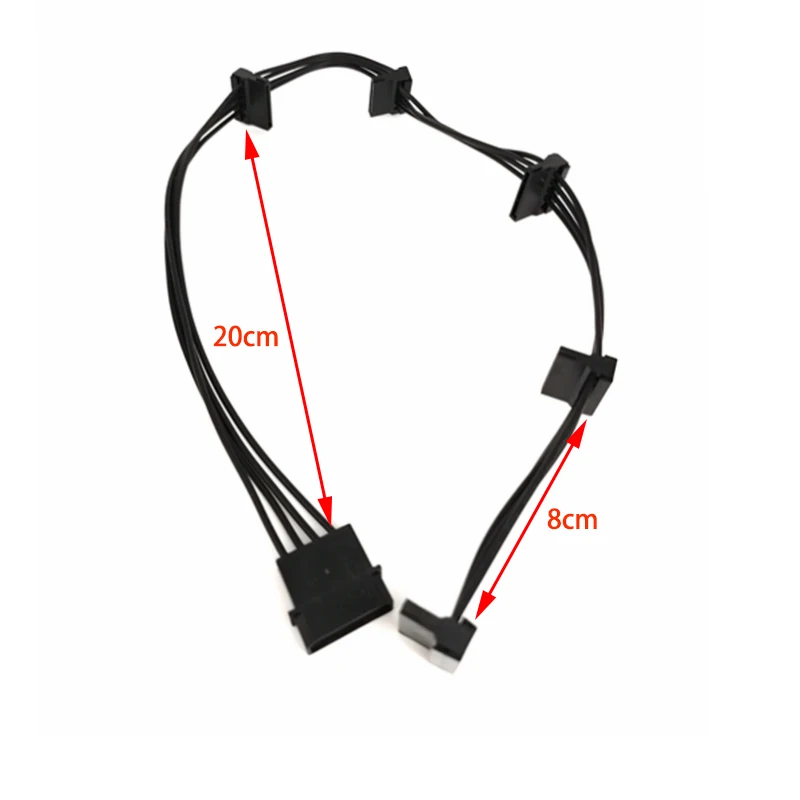 Black 4Pin to 5 SATA Power Splitter Cable 2 Black 4Pin to 5 SATA Power Splitter Cable - Image 2