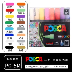 Vibrant Uni Posca Paint Marker Set with 16 Colors 18 S8d61c0379764414a9f38683bf3dc0f5c3