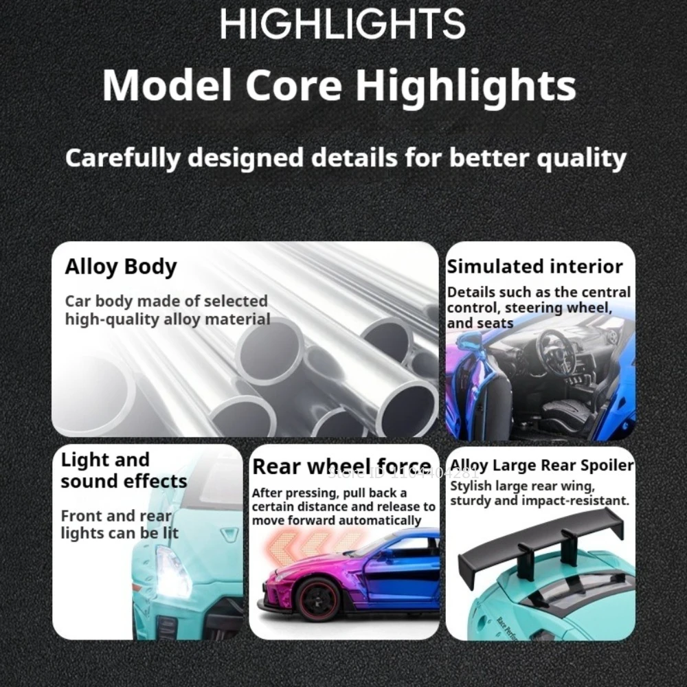 Blue Nissan GTR R35 Diecast Model 1:32 Scale 6 Blue Nissan GTR R35 Diecast Model 1:32 Scale - Image 6