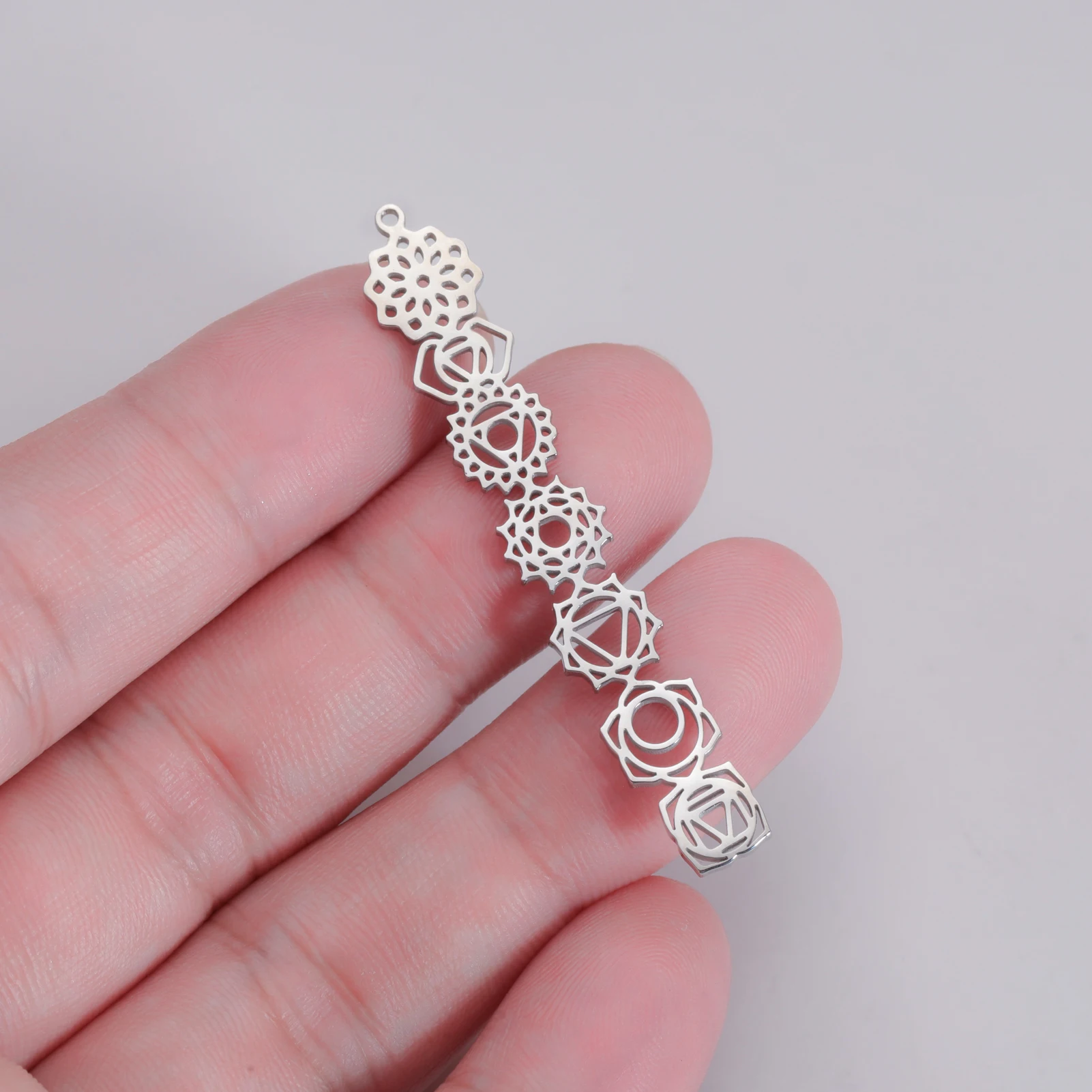 Stainless Steel 7 Chakra Yoga Charm 5 Stainless Steel 7 Chakra Yoga Charm - Image 5