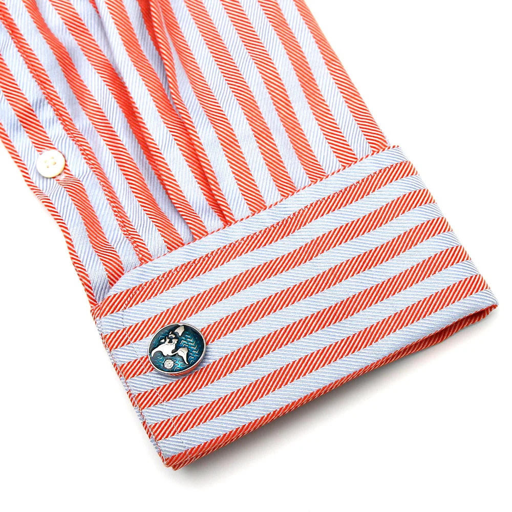 Map-Themed Silver Cufflinks for Men 4 Map-Themed Silver Cufflinks for Men - Image 4