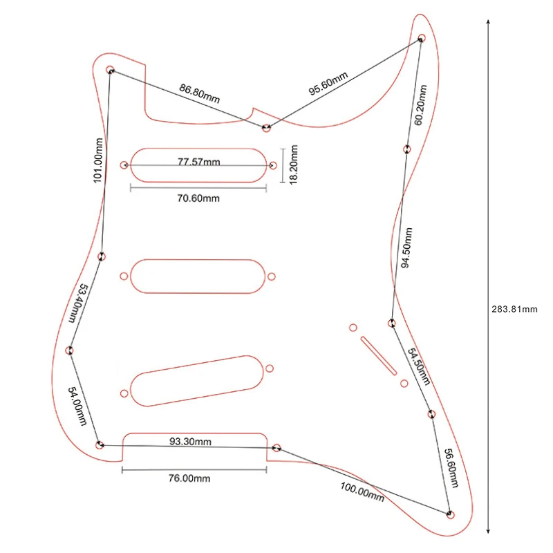 Strat Guitar Pickguard 3-Ply PVC 24.6x23.7mm 6 Strat Guitar Pickguard 3-Ply PVC 24.6x23.7mm - Image 6