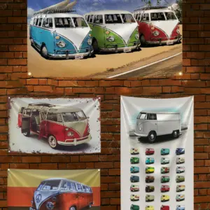 Vintage Volkswagen Bus Banner 90x150cm 11 S9a74bfd22ddd4791b64700a0d4948d8ex