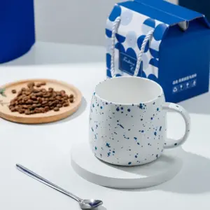 Blue Splash Ink 500ml Ceramic Mug with Spoon 12 S9cfd9dadca004724a477e166ff471337w