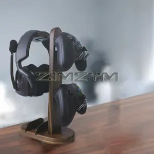 Walnut Wood Headphone Stand with Aluminum Support 10 S9faf40da15c04ce48ddbfd0e64b2e411i