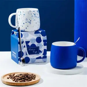 Blue Splash Ink 500ml Ceramic Mug with Spoon 9 S9fb3ba8391fe44b48353bdfbc10b76c07