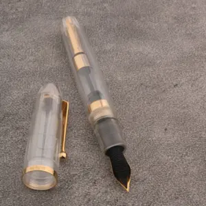 Transparent White Acrylic Fountain Pen with Gold Accents 8 Sa0f15490b466437eb1322a05a0bd13e0H