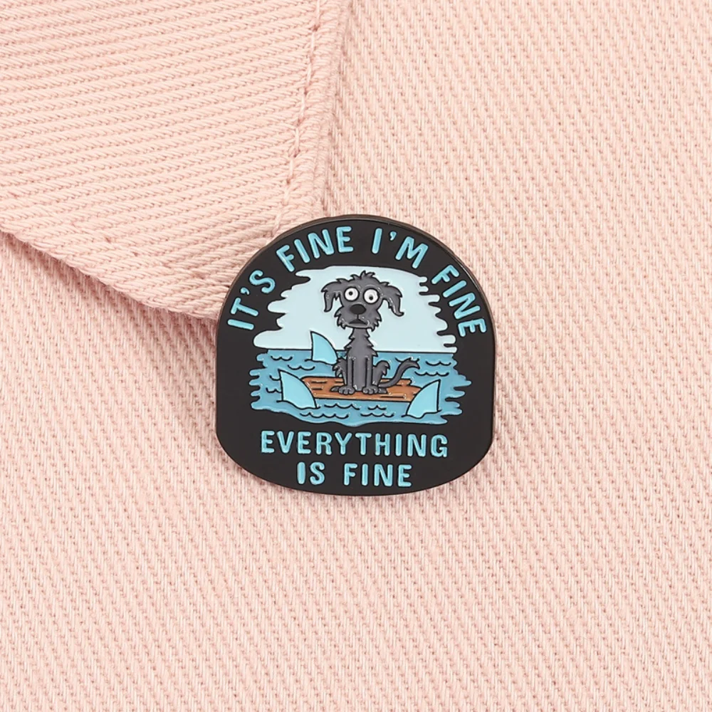 Humorous Mourning Puppy Badge with Sharks 6 Humorous Mourning Puppy Badge with Sharks - Image 6