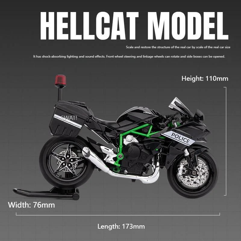 Kawasaki H2R Police Diecast Model 1:12 Scale 2 Kawasaki H2R Police Diecast Model 1:12 Scale - Image 2