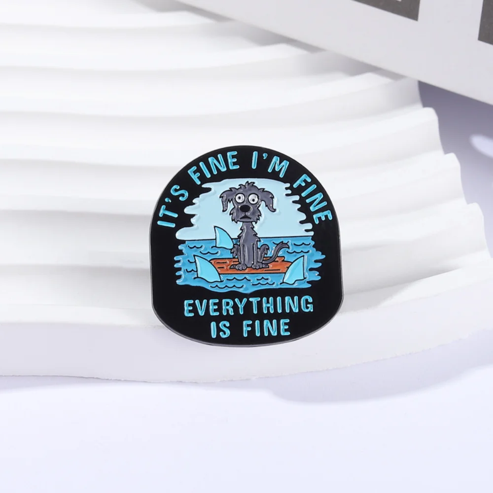 Humorous Mourning Puppy Badge with Sharks 3 Humorous Mourning Puppy Badge with Sharks - Image 3