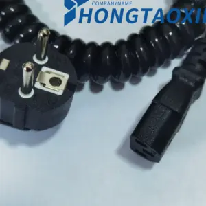 European Black Coiled Power Cord with IEC320 C13 6 Sb17bd06f821847fc821e352ab32be217a