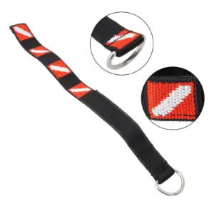 Black Nylon Dive Wrist Strap with Red White Stripe 9 Sb31c7e420d7c45798c495332fd378be1R