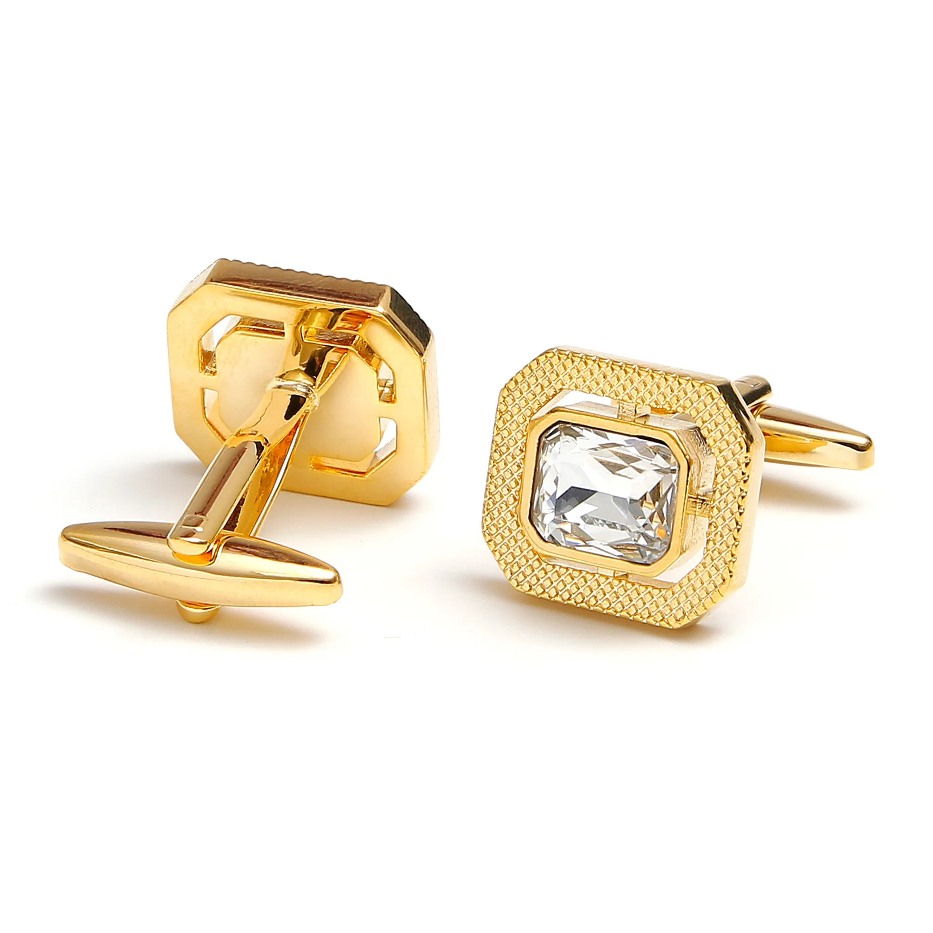 Elegant Square Men's Cufflinks with Faceted Gem 7 Elegant Square Men's Cufflinks with Faceted Gem - Image 7