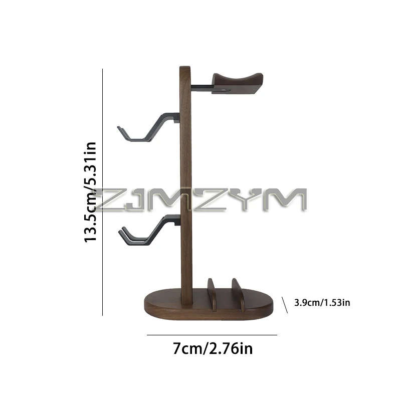 Walnut Wood Headphone Stand with Aluminum Support 6 Walnut Wood Headphone Stand with Aluminum Support - Image 6