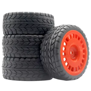 RC Rally Tires and Red Rims Set for 1/10 Scale Cars 16 Sb730aace82a34c1a876a6abb88e063061