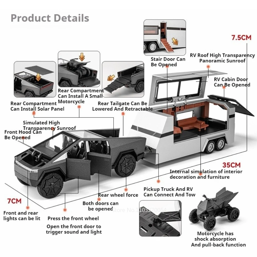 Futuristic 1/32 Diecast Pickup Truck Model 2 Futuristic 1/32 Diecast Pickup Truck Model - Image 2