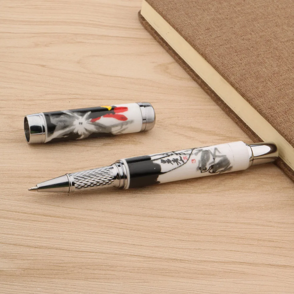 Ceramic Roller Ball Pen with Red Blossoms 2 Ceramic Roller Ball Pen with Red Blossoms - Image 2