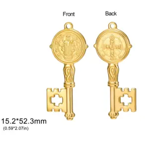 Stainless Steel Religious Keychain with Saint Benedict 13 Sc2365706ce0a4270a827c390b202e21ap