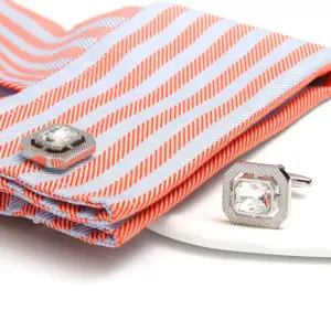 Elegant Square Men's Cufflinks with Faceted Gem 13 Sc5f5859ff54040988f00e2627a79d2daE