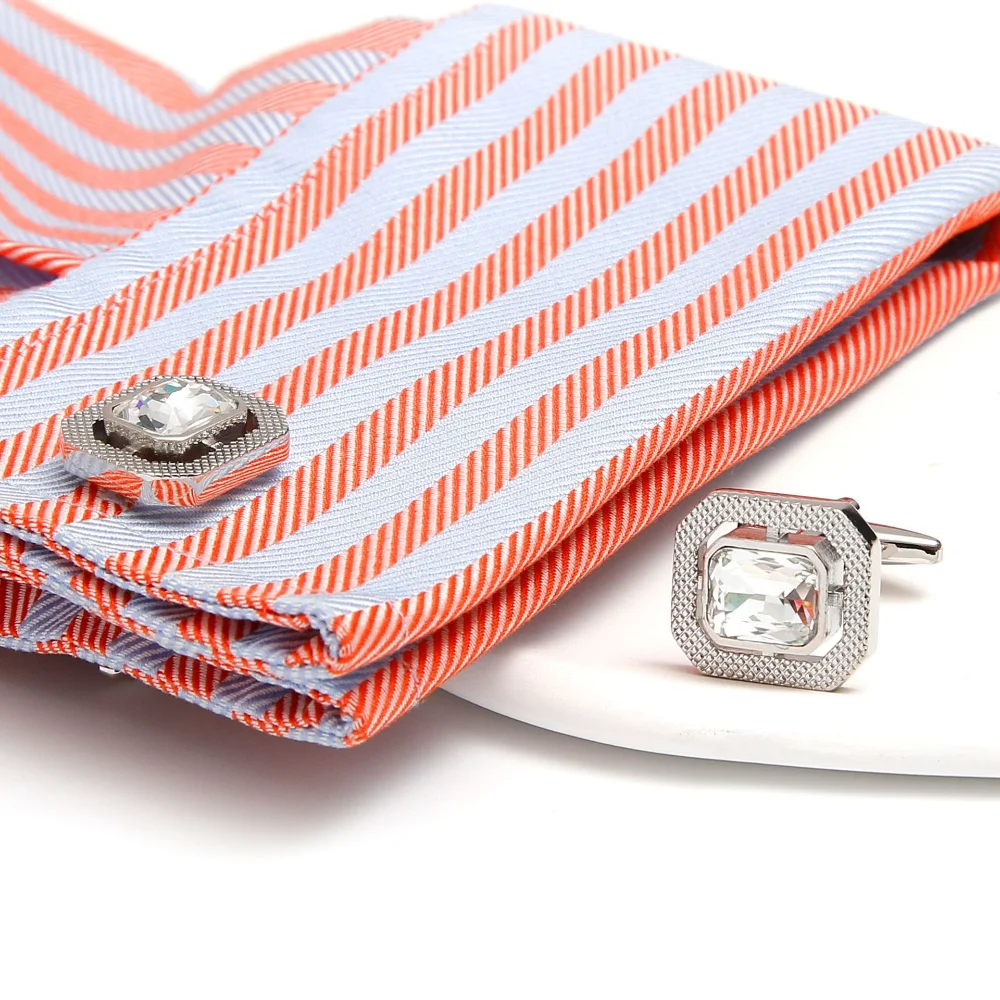 Elegant Square Men's Cufflinks with Faceted Gem 6 Elegant Square Men's Cufflinks with Faceted Gem - Image 6