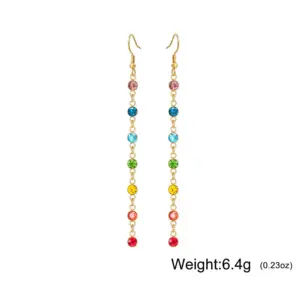 7 Chakra Rhinestones Drop Earrings in Stainless Steel 12 Sc7594d99922440e0a44eb5f52a852773y