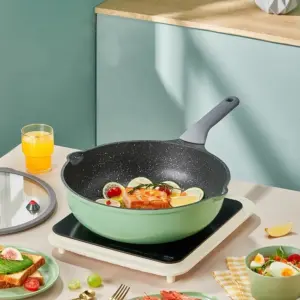 Green Aluminum Non-Stick Wok with Glass Lid 10 Sca3cb012f95b4d8790aeb0ab4b59f1d3v