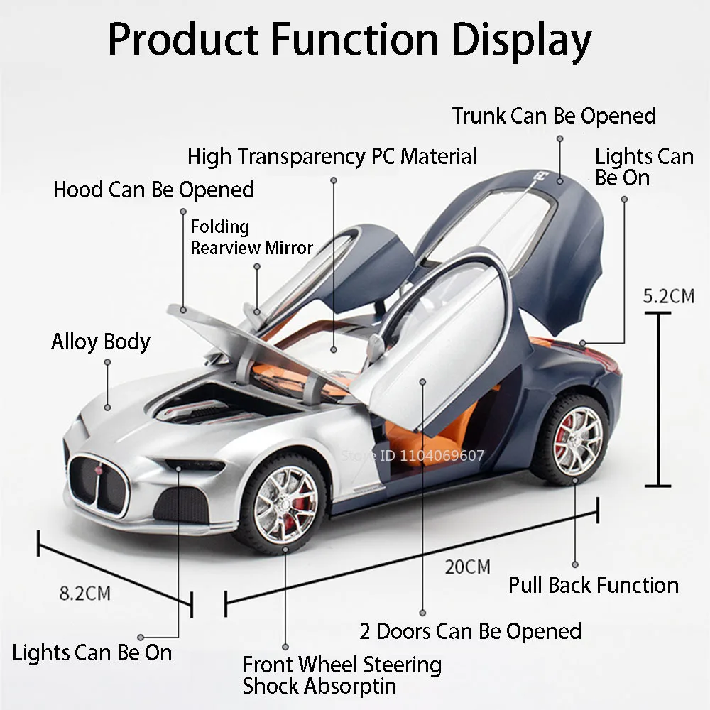 1:24 Alloy Car Model with Lights and Sound 3 1:24 Alloy Car Model with Lights and Sound - Image 3