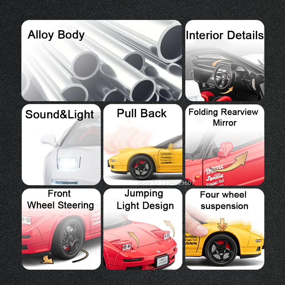 Red Honda NA1 1:22 Scale Model Sports Car 6 Red Honda NA1 1:22 Scale Model Sports Car - Image 6