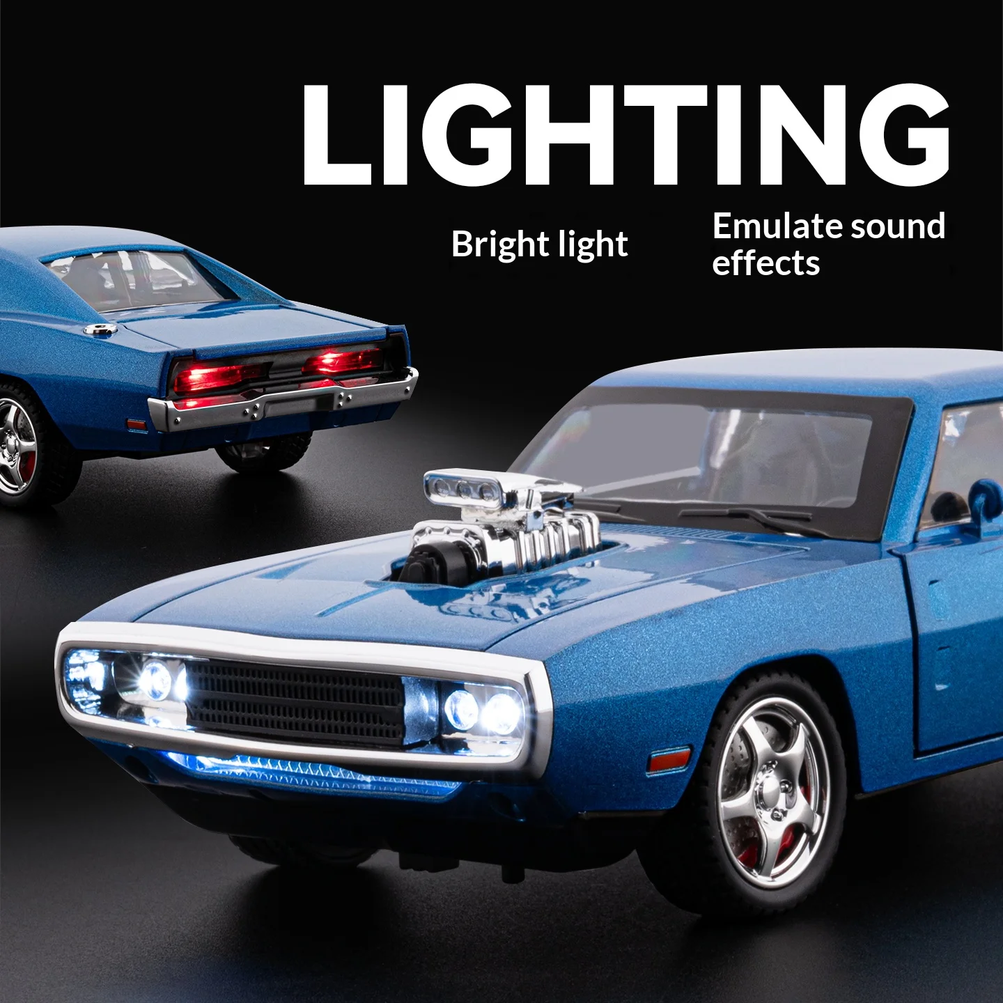 1/24 Alloy War Horse Car Model in Black 3 1/24 Alloy War Horse Car Model in Black - Image 3