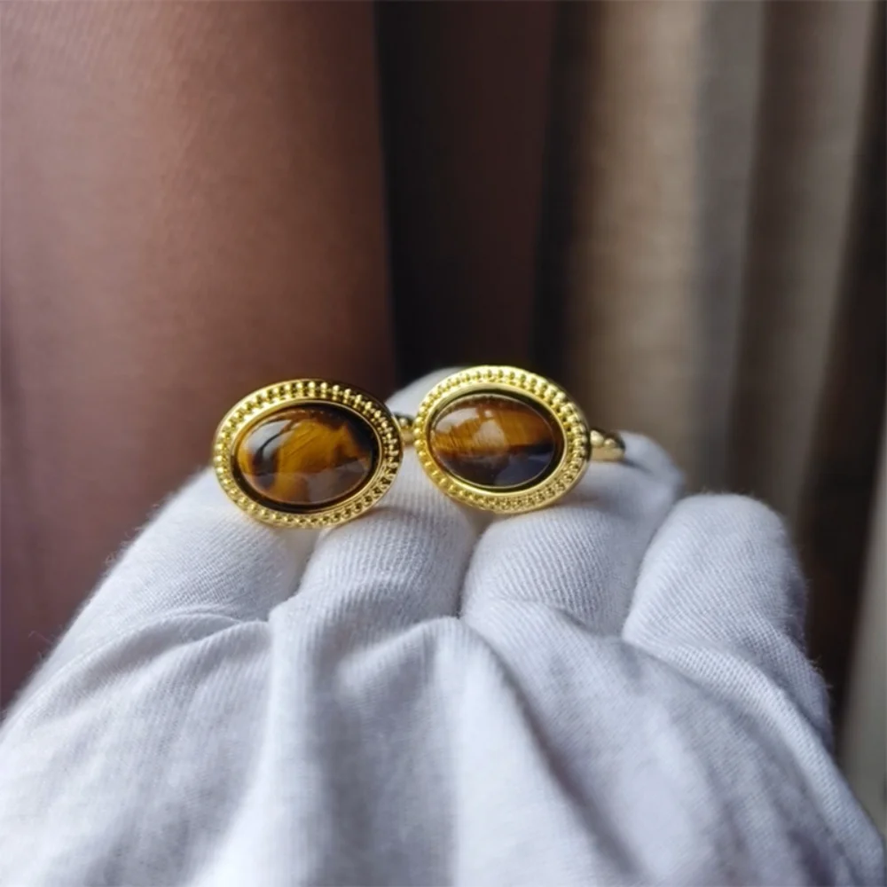 Vintage Tiger's Eye Cufflinks for Men 4 Vintage Tiger's Eye Cufflinks for Men - Image 4