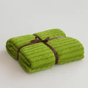 Vibrant Lime Green Cotton Knitted Blanket 17 Sd11b1543db1d42908f9b729b89f61bdeu