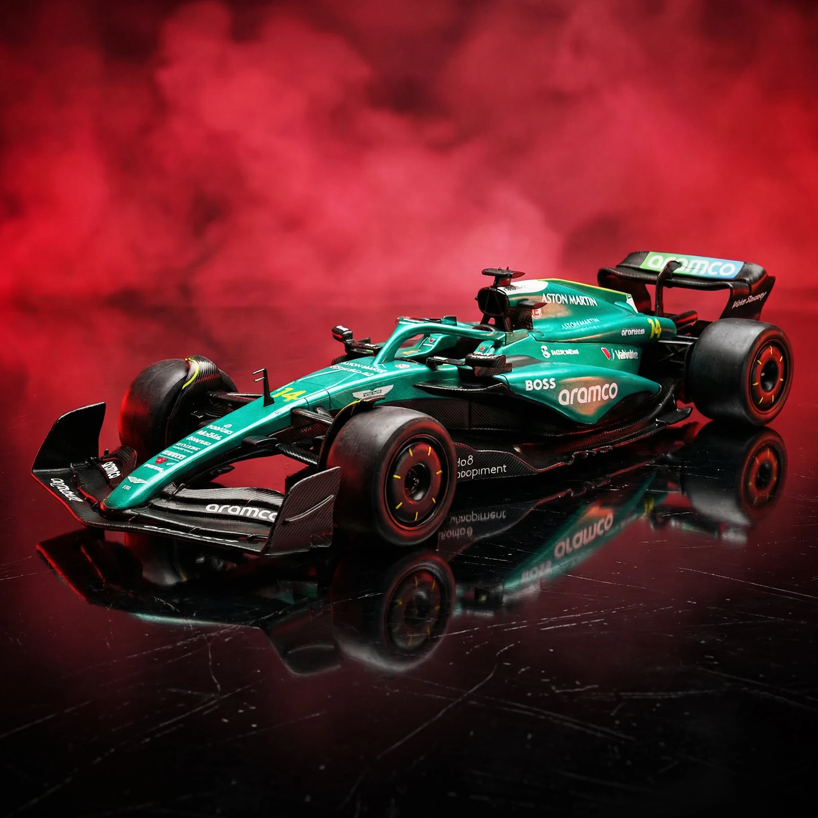 1:24 Scale F1 Diecast Car in Black and Orange 2 1:24 Scale F1 Diecast Car in Black and Orange - Image 2