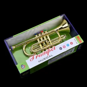Bright Gold Children's Plastic Trumpet for Kids 11 Sd4d15eddaa0645949fd1386d526fea9a3