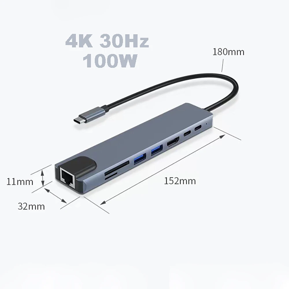 Aluminum USB-C Hub with 8 Ports 2 Aluminum USB-C Hub with 8 Ports - Image 2