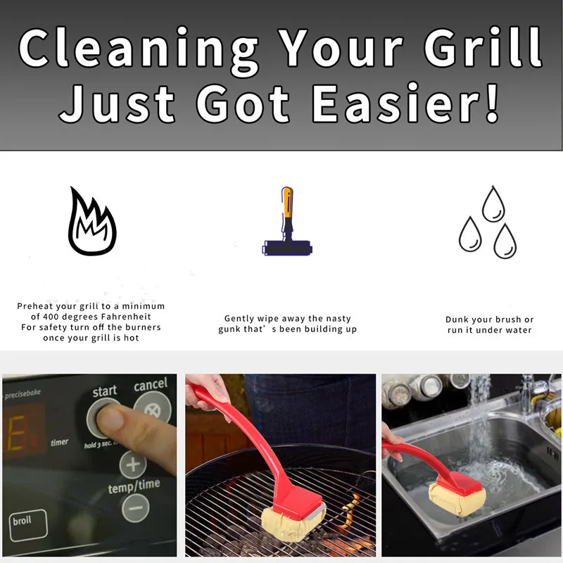 Red Eco-Friendly Grill Cleaning Brush with PVC Head 4 Red Eco-Friendly Grill Cleaning Brush with PVC Head - Image 4