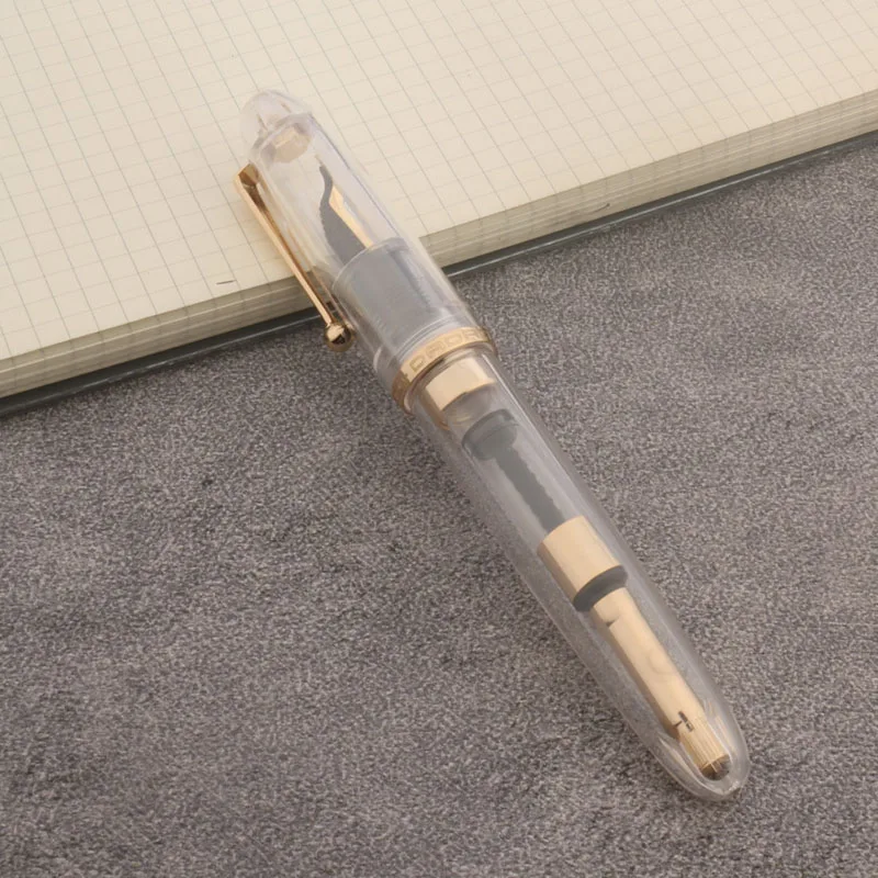 Transparent White Acrylic Fountain Pen with Gold Accents 2 Transparent White Acrylic Fountain Pen with Gold Accents - Image 2