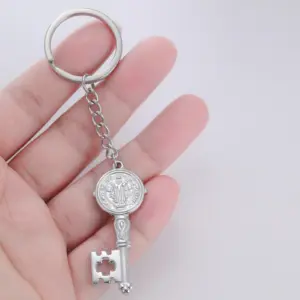 Stainless Steel Religious Keychain with Saint Benedict 10 Se127cb62eb774c548664bea3673ea9eec