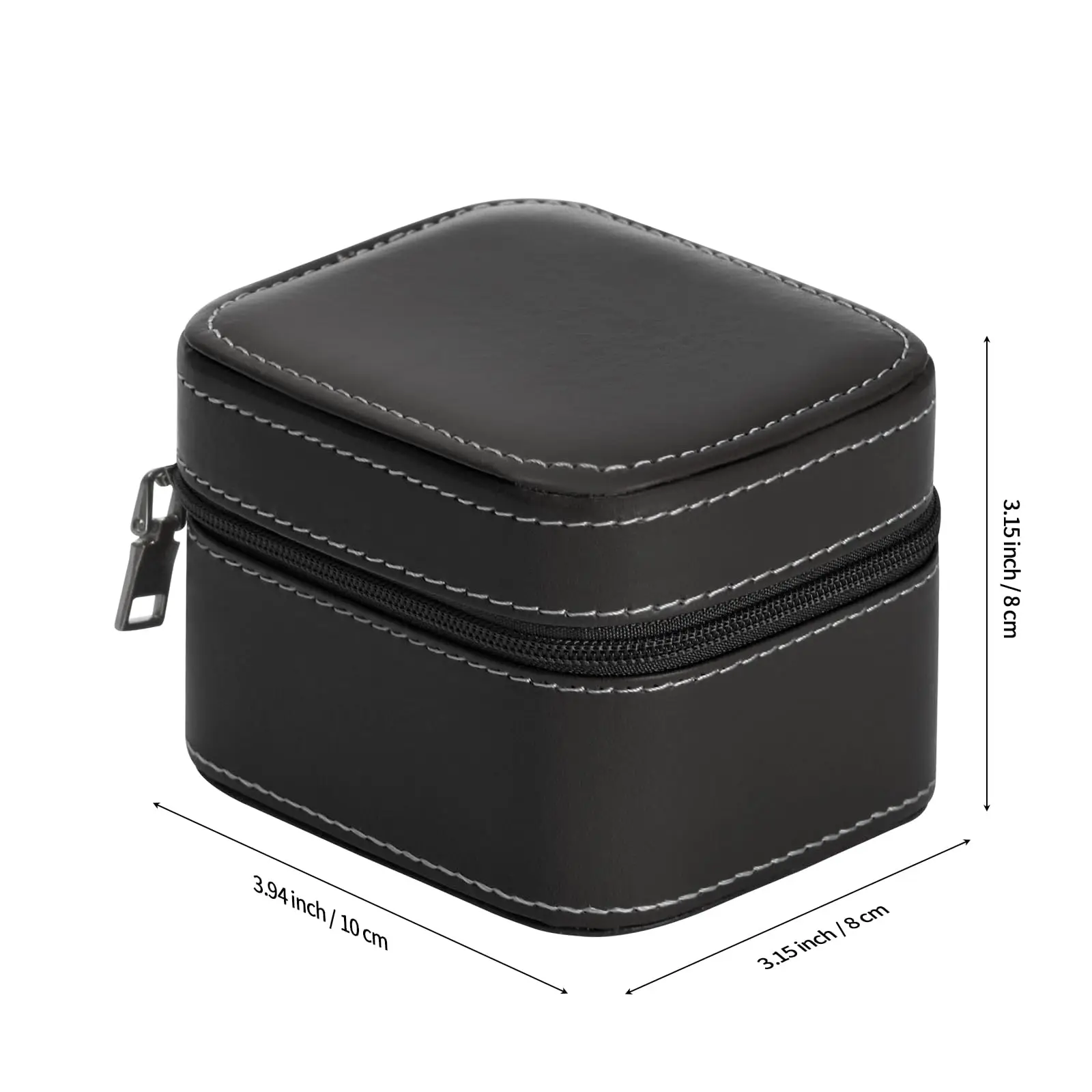 Black Leather Watch Travel Case for Watches 4 Black Leather Watch Travel Case for Watches - Image 4