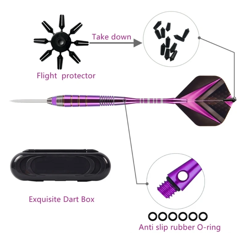 Vibrant Purple & Black Dart Set with Steel Tips 5 Vibrant Purple & Black Dart Set with Steel Tips - Image 5