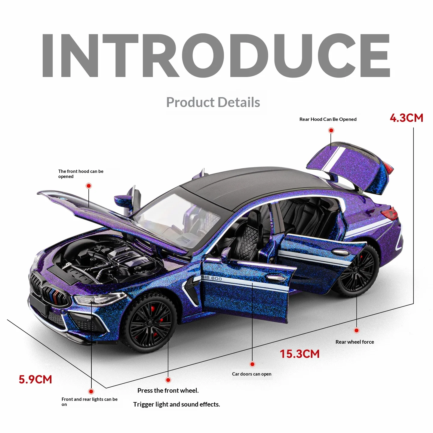 1/32 BMW M8 Diecast Model in Metallic Purple 2 1/32 BMW M8 Diecast Model in Metallic Purple - Image 2