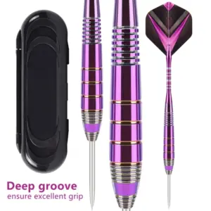 Vibrant Purple & Black Dart Set with Steel Tips 9 Seef340bdbcbb4158947e1a484ad9b8c7K