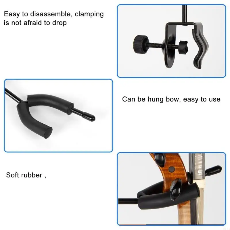 Black Stainless Steel Violin & Viola Holder 3 Black Stainless Steel Violin & Viola Holder - Image 3