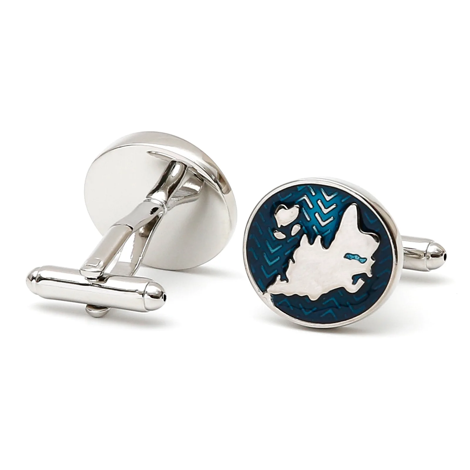 Map-Themed Silver Cufflinks for Men 7 Map-Themed Silver Cufflinks for Men - Image 7