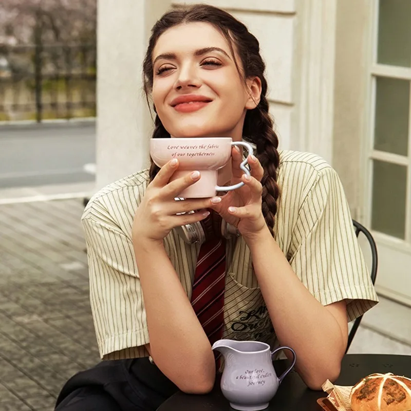 Elegant Pink and Blue Ceramic Coffee Cup Set 6 Elegant Pink and Blue Ceramic Coffee Cup Set - Image 6