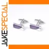Purple and Silver Striped Cufflinks for Men and Women