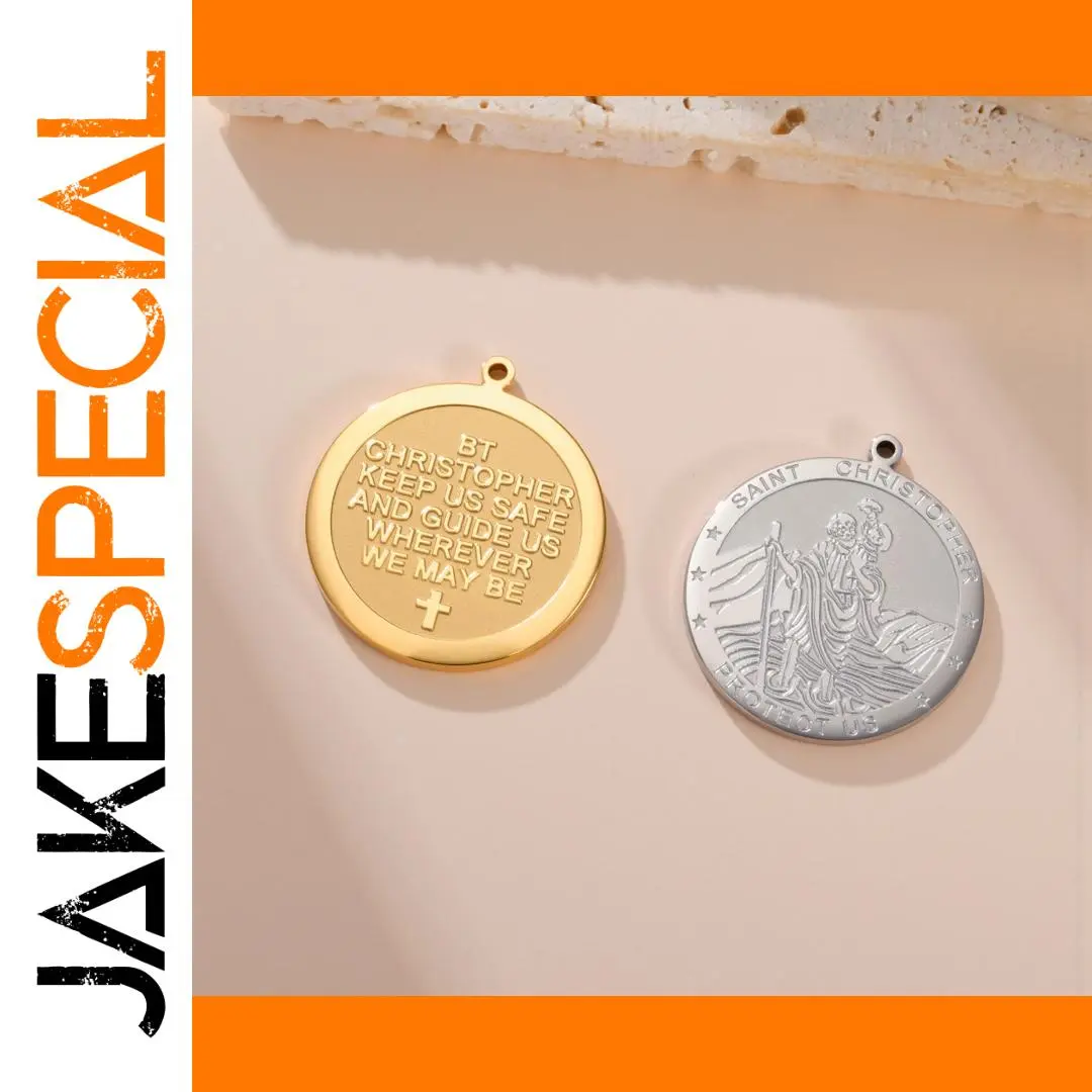 Stainless Steel Saint Christopher Pendant 20x20mm 1 Stainless Steel Saint Christopher Pendant 20x20mm