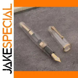 Transparent White Acrylic Fountain Pen with Gold Accents