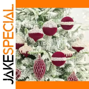 Festive Red and Green Christmas Ornaments Set