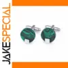 Green Malachite Round Cufflinks for Men and Women