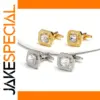 Elegant Square Men's Cufflinks with Faceted Gem